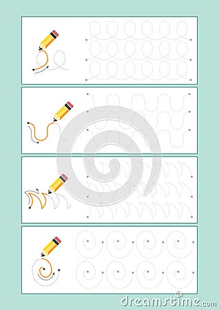 Tracing Lines vector for preschool or kindergarten and special Education. Tracing Lines for developing fineÂ motor skills Vector Illustration